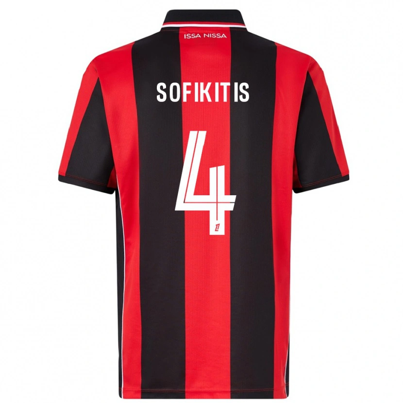 Danxen Dame Yanis Sofikitis #4 Rød Svart Hjemmetrøye Drakt Trøye 2025/26 Skjorter T-Skjorte