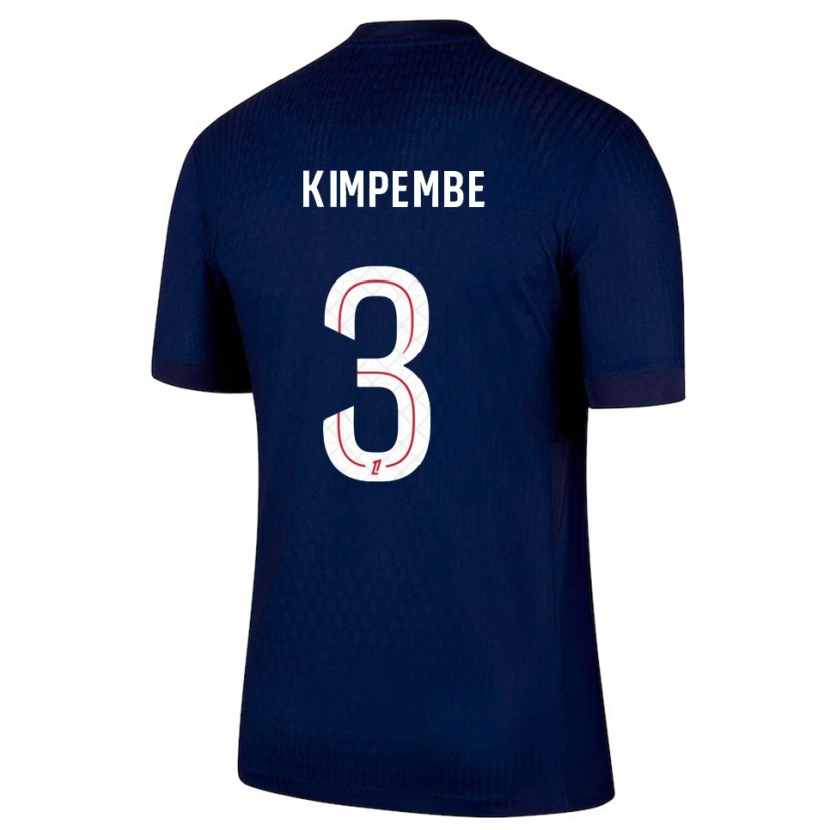 Danxen Dame Presnel Kimpembe #3 Marineblå Rød Hjemmetrøye Drakt Trøye 2025/26 Skjorter T-Skjorte