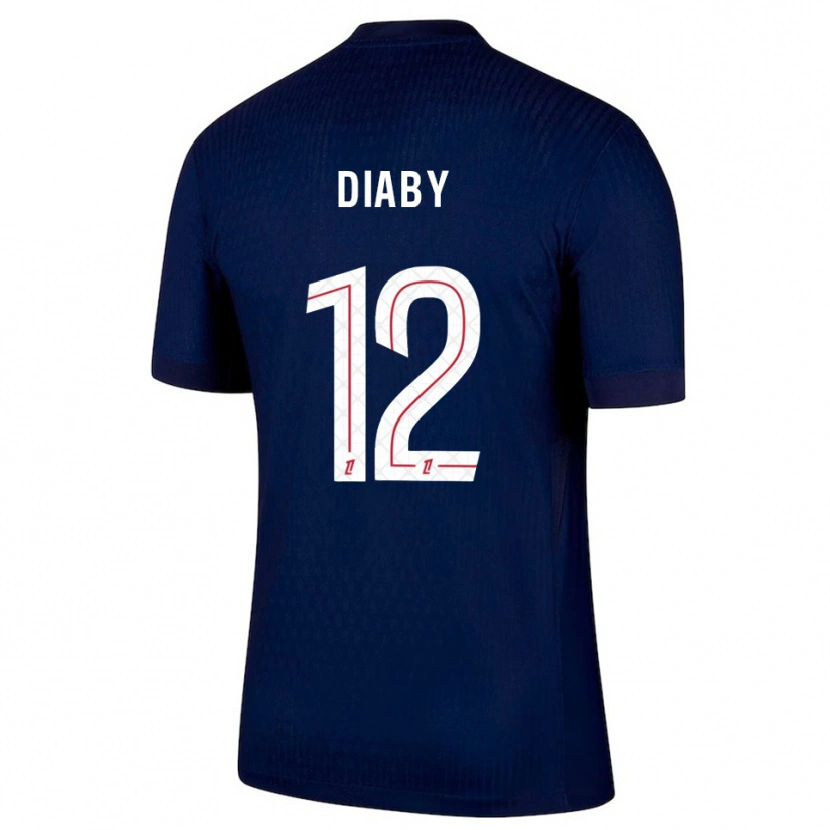 Danxen Dame Ibrahima Diaby #12 Marineblå Rød Hjemmetrøye Drakt Trøye 2025/26 Skjorter T-Skjorte