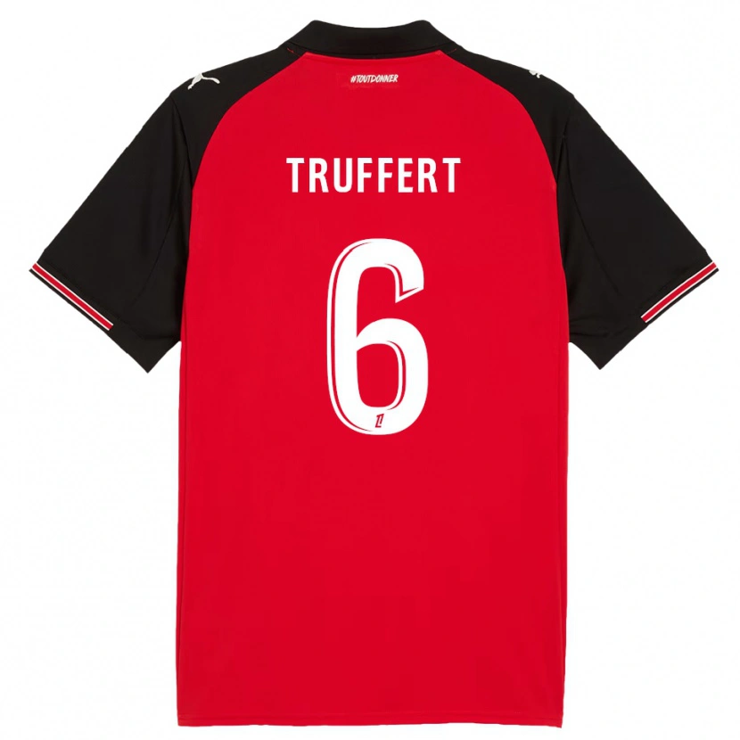 Danxen Dame Florian Truffert #6 Rød Svart Hjemmetrøye Drakt Trøye 2025/26 Skjorter T-Skjorte