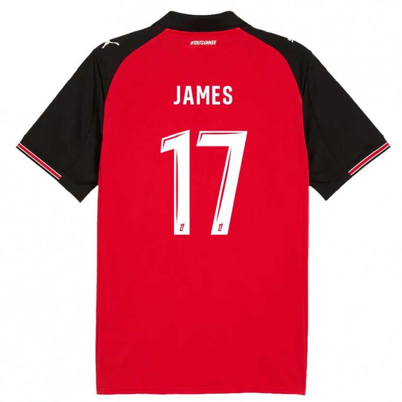 Danxen Dame Jordan James #17 Rød Svart Hjemmetrøye Drakt Trøye 2025/26 Skjorter T-Skjorte
