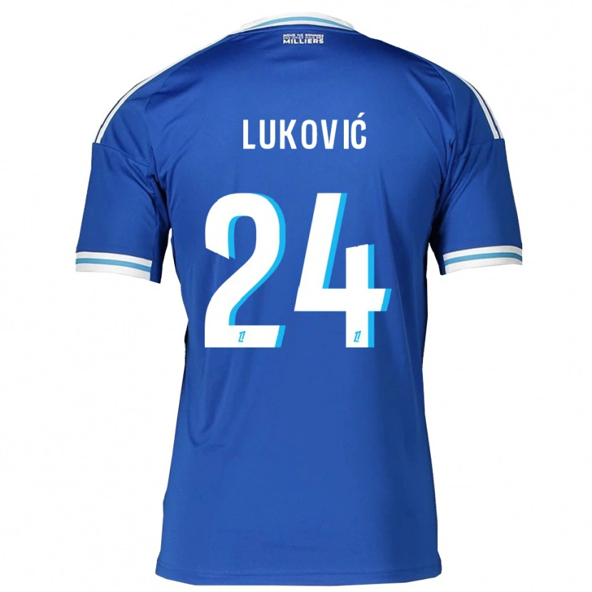 Danxen Dame Milos Lukovic #24 Blå Hvit Hjemmetrøye Drakt Trøye 2025/26 Skjorter T-Skjorte