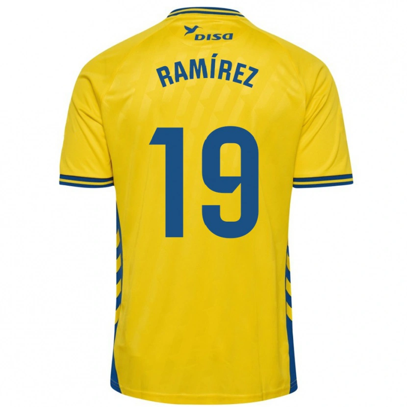 Danxen Dame Sandro Ramírez #19 Gul Blå Hjemmetrøye Drakt Trøye 2025/26 Skjorter T-Skjorte