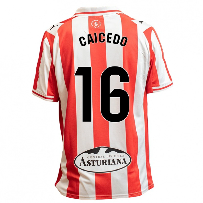 Danxen Dame Jordy Caicedo #16 Hvit Rød Hjemmetrøye Drakt Trøye 2025/26 Skjorter T-Skjorte