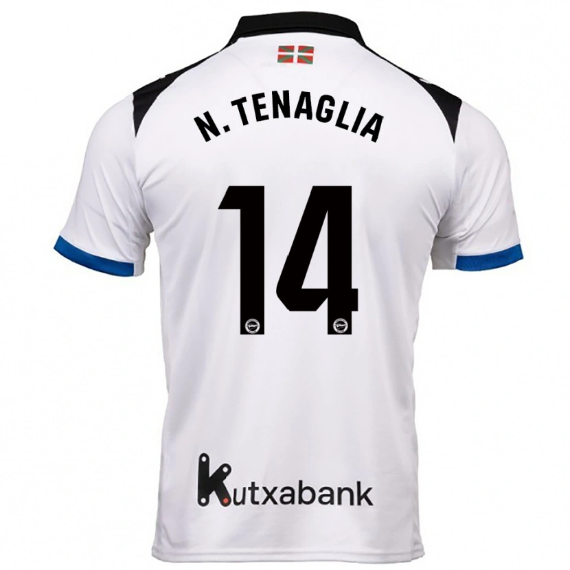 Danxen Dame Nahuel Tenaglia #14 Hvit Blå Bortetrøye Drakt Trøye 2025/26 Skjorter T-Skjorte