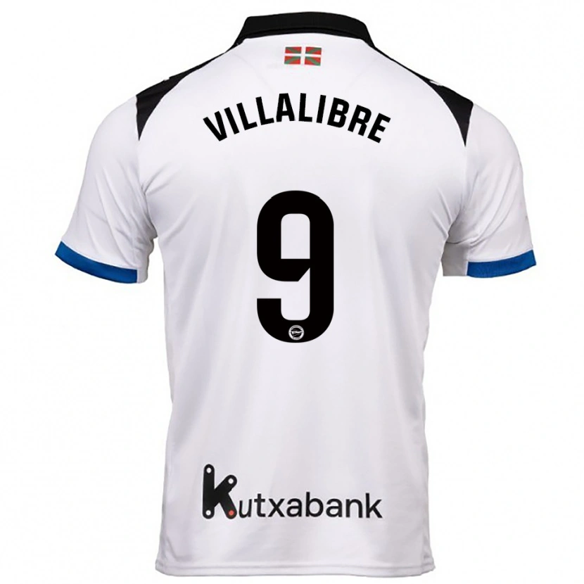 Danxen Dame Asier Villalibre #9 Hvit Blå Bortetrøye Drakt Trøye 2025/26 Skjorter T-Skjorte