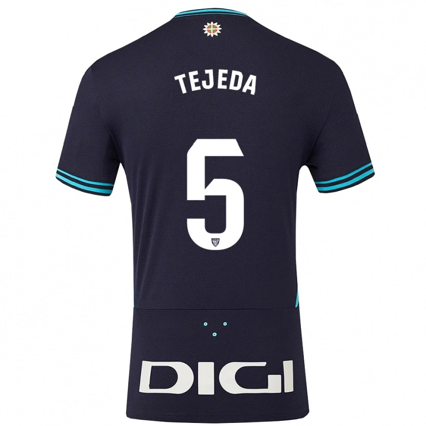 Danxen Dame Diego Tejeda #5 Marineblå Lyseblå Bortetrøye Drakt Trøye 2025/26 Skjorter T-Skjorte
