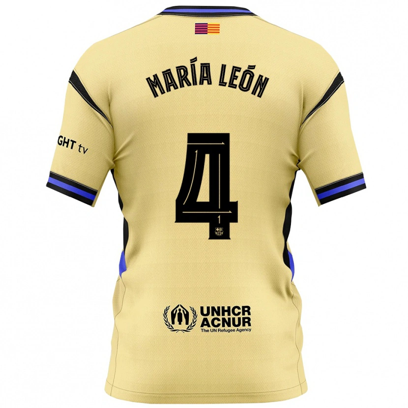 Danxen Dame María Pilar León #4 Gul Svart Bortetrøye Drakt Trøye 2025/26 Skjorter T-Skjorte