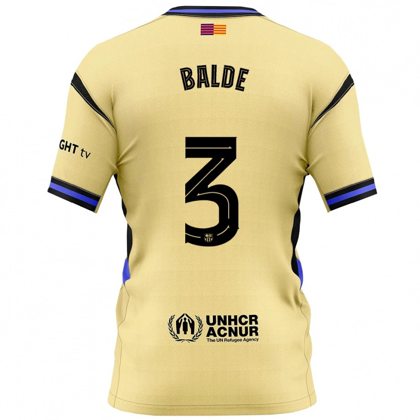 Danxen Dame Alejandro Balde #3 Gul Svart Bortetrøye Drakt Trøye 2025/26 Skjorter T-Skjorte