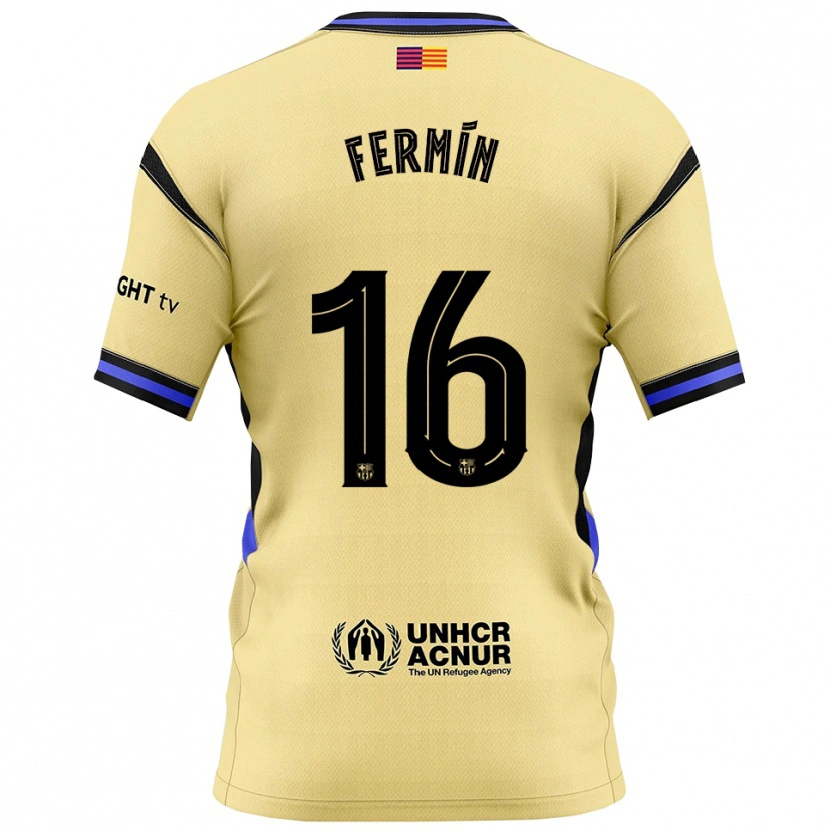 Danxen Dame Fermín López #16 Gul Svart Bortetrøye Drakt Trøye 2025/26 Skjorter T-Skjorte