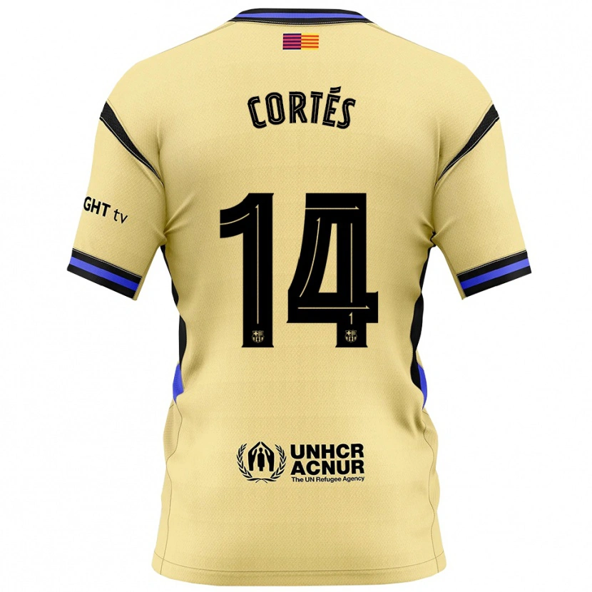 Danxen Dame Álvaro Cortés #14 Gul Svart Bortetrøye Drakt Trøye 2025/26 Skjorter T-Skjorte