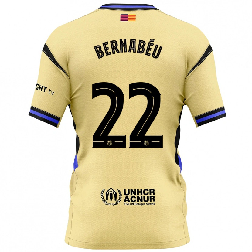 Danxen Dame Pol Bernabéu #22 Gul Svart Bortetrøye Drakt Trøye 2025/26 Skjorter T-Skjorte