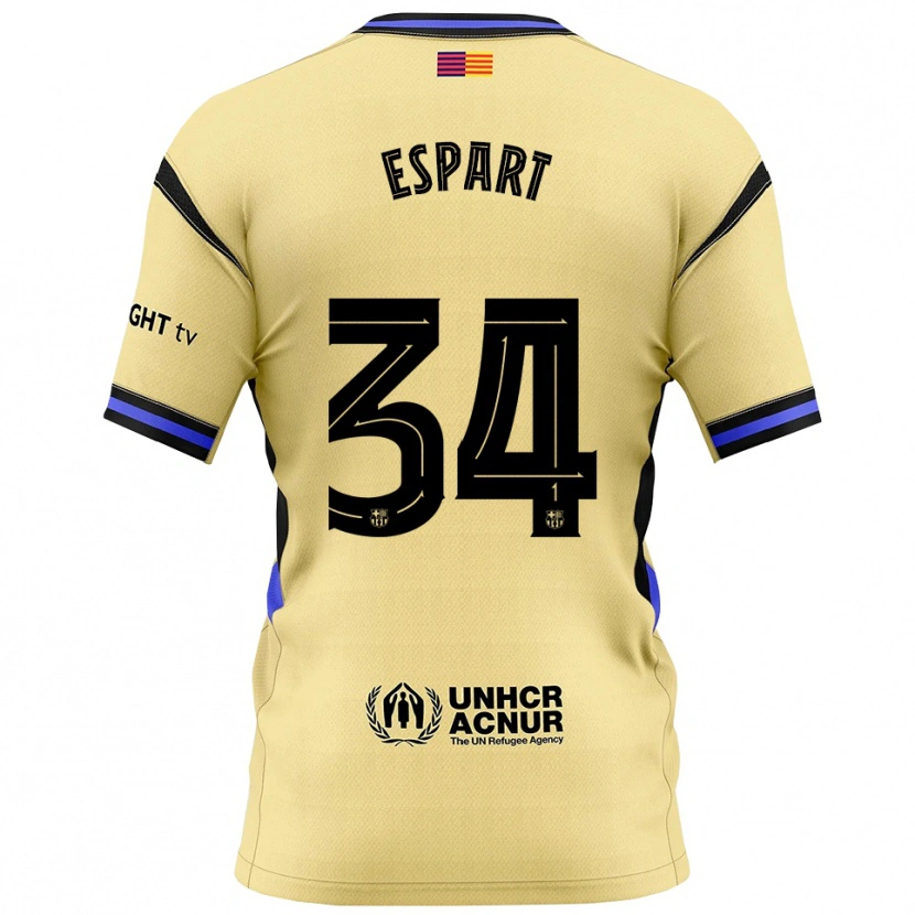 Danxen Dame Xavi Espart #34 Gul Svart Bortetrøye Drakt Trøye 2025/26 Skjorter T-Skjorte