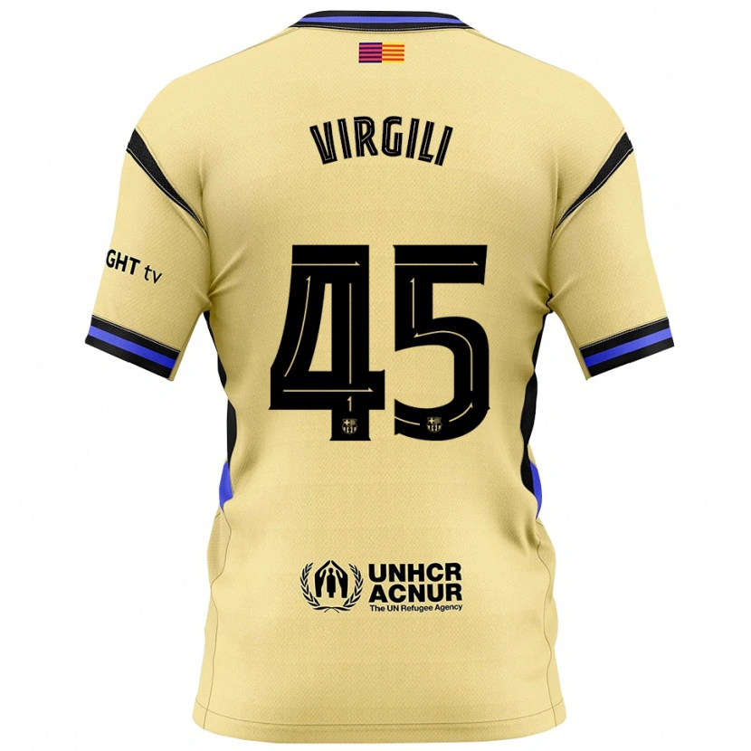Danxen Dame Jan Virgili #45 Gul Svart Bortetrøye Drakt Trøye 2025/26 Skjorter T-Skjorte