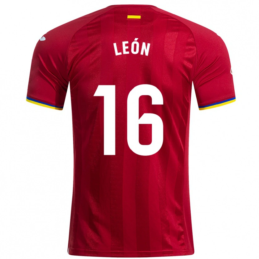 Danxen Dame Carlos León #16 Rød Gul Blå Bortetrøye Drakt Trøye 2025/26 Skjorter T-Skjorte