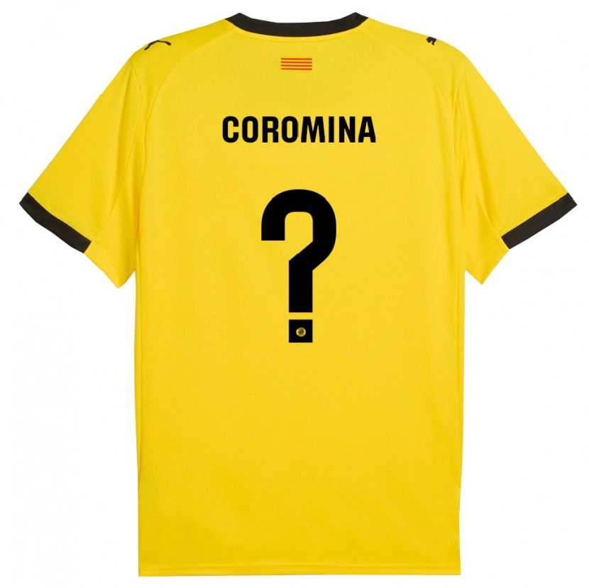 Danxen Dame Arnau Coromina #0 Gul Svart Bortetrøye Drakt Trøye 2025/26 Skjorter T-Skjorte