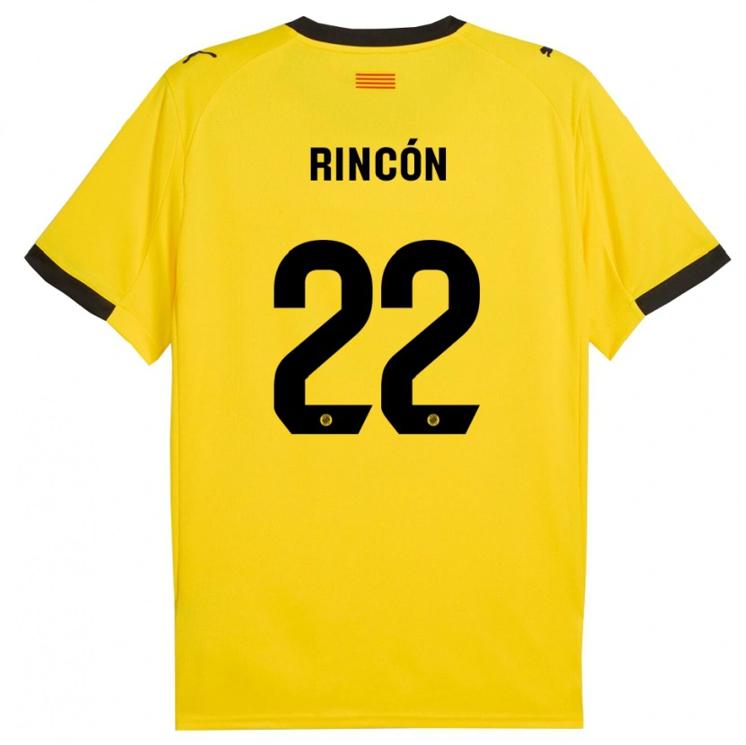 Danxen Dame Hugo Rincón #22 Gul Svart Bortetrøye Drakt Trøye 2025/26 Skjorter T-Skjorte