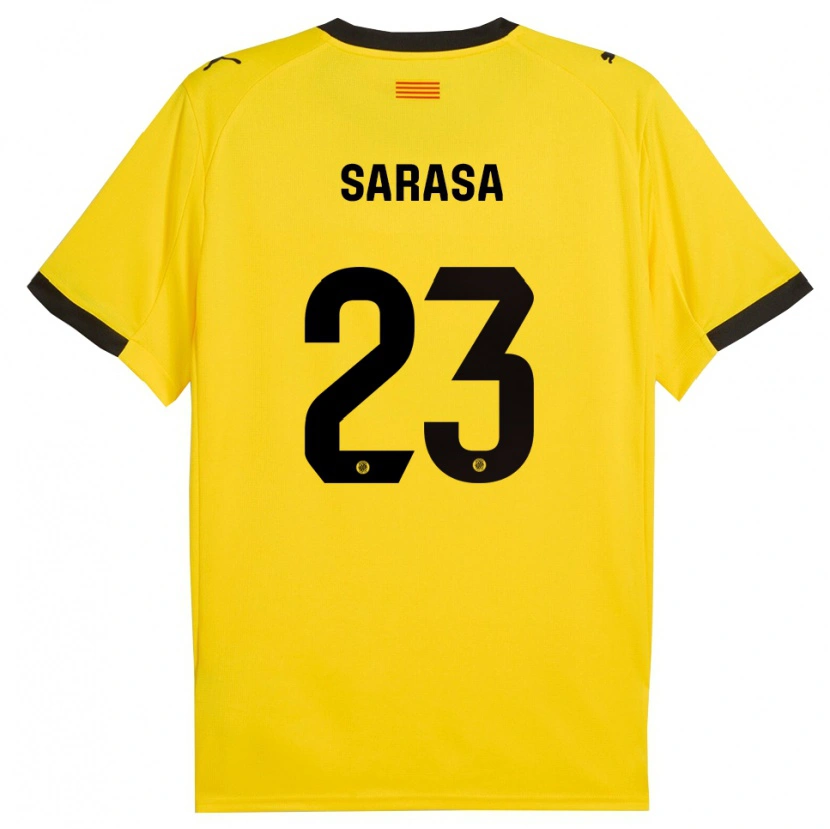 Danxen Dame Javi Sarasa #23 Gul Svart Bortetrøye Drakt Trøye 2025/26 Skjorter T-Skjorte