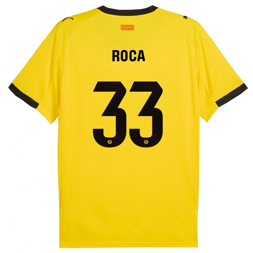 Danxen Dame Joel Roca #33 Gul Svart Bortetrøye Drakt Trøye 2025/26 Skjorter T-Skjorte