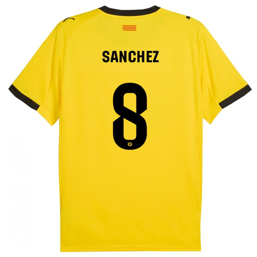 Danxen Dame Miguel Ángel Sánchez #8 Gul Svart Bortetrøye Drakt Trøye 2025/26 Skjorter T-Skjorte