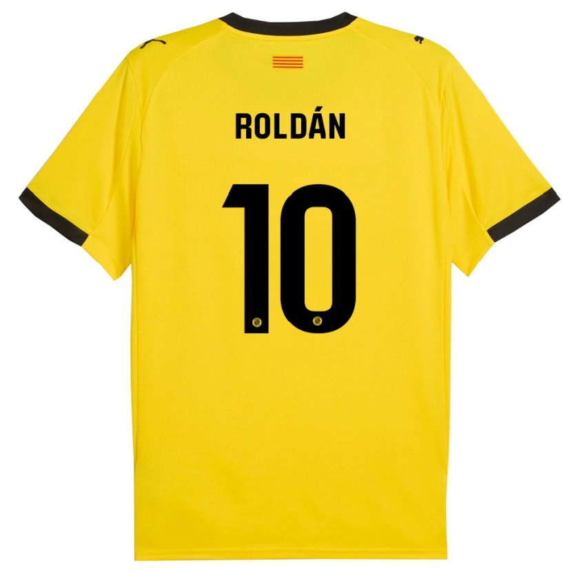 Danxen Dame Marcos Roldán #10 Gul Svart Bortetrøye Drakt Trøye 2025/26 Skjorter T-Skjorte