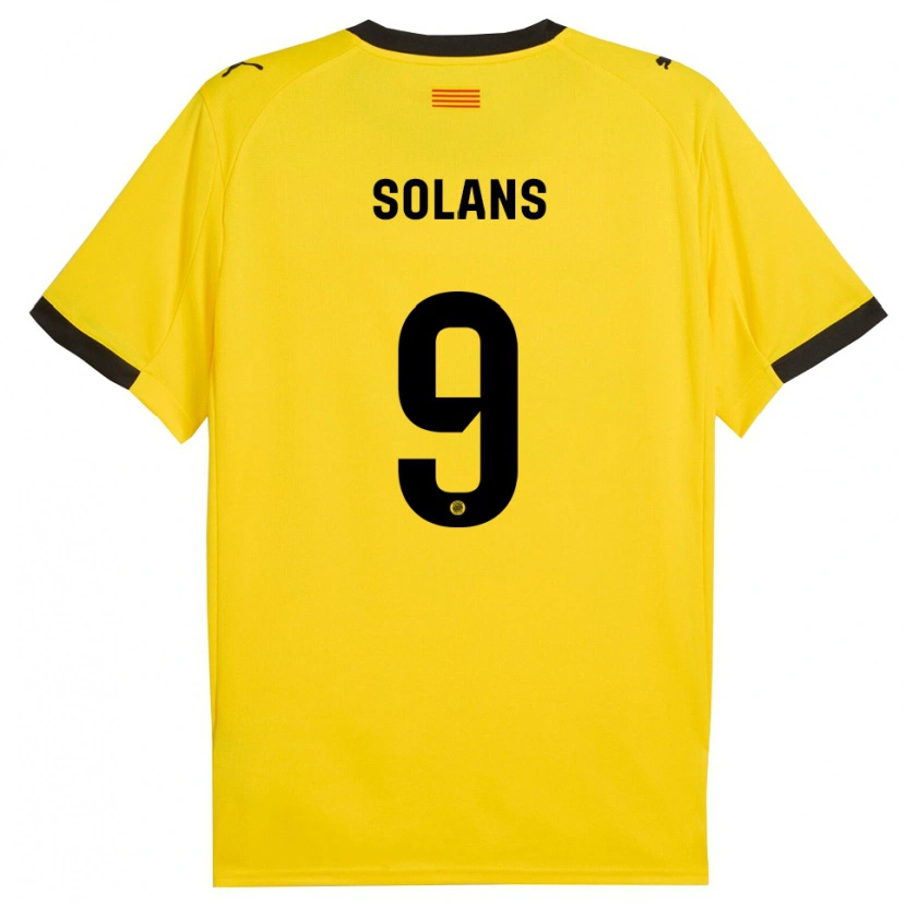 Danxen Dame Sergi Solans #9 Gul Svart Bortetrøye Drakt Trøye 2025/26 Skjorter T-Skjorte