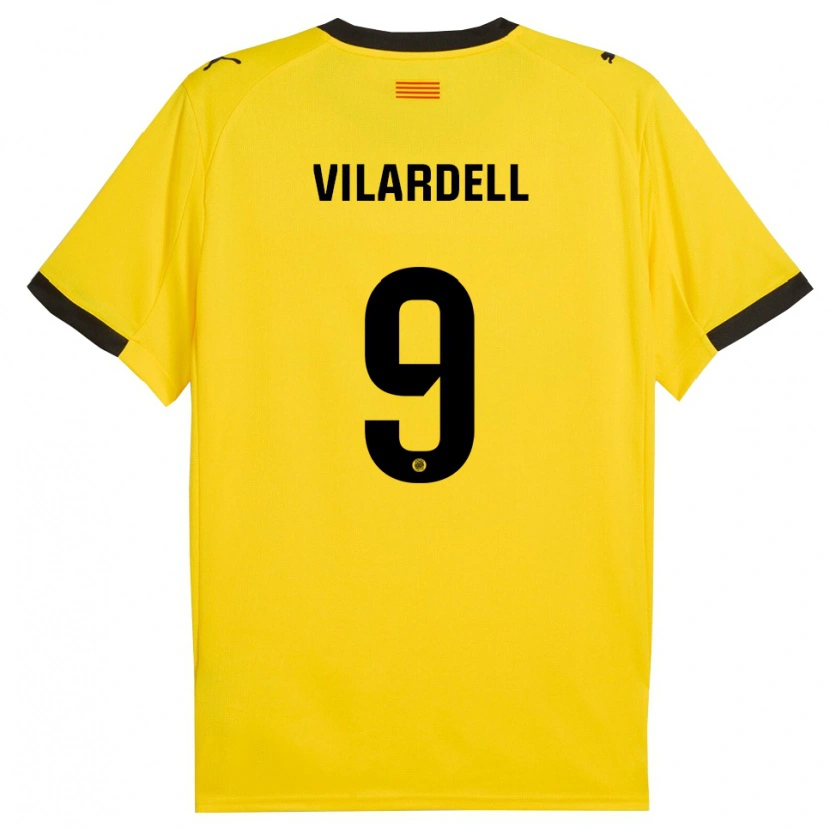 Danxen Dame Júlia Vilardell #9 Gul Svart Bortetrøye Drakt Trøye 2025/26 Skjorter T-Skjorte