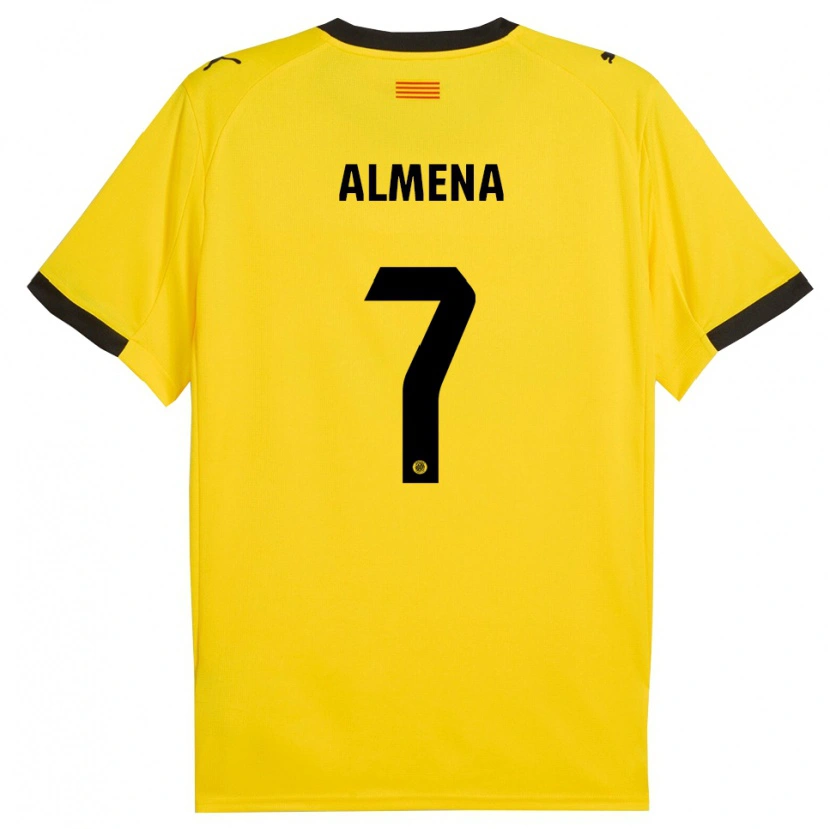 Danxen Dame Iker Almena #7 Gul Svart Bortetrøye Drakt Trøye 2025/26 Skjorter T-Skjorte