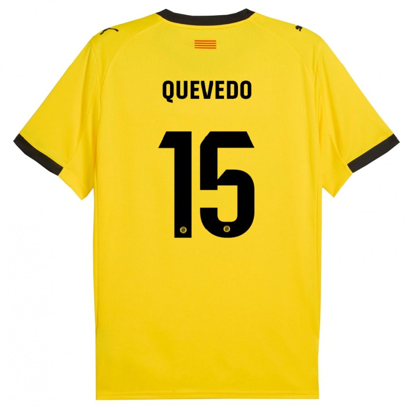 Danxen Dame Erik Quevedo #15 Gul Svart Bortetrøye Drakt Trøye 2025/26 Skjorter T-Skjorte