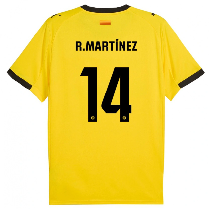 Danxen Dame Raúl Martínez #14 Gul Svart Bortetrøye Drakt Trøye 2025/26 Skjorter T-Skjorte