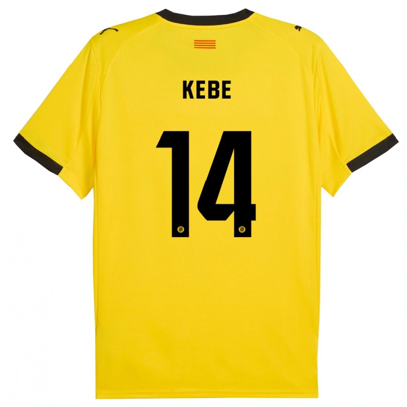 Danxen Dame Moussa Kébé #14 Gul Svart Bortetrøye Drakt Trøye 2025/26 Skjorter T-Skjorte