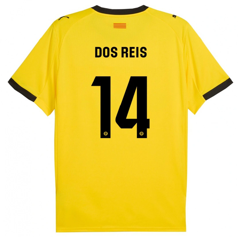 Danxen Dame Leo Dos Reis #14 Gul Svart Bortetrøye Drakt Trøye 2025/26 Skjorter T-Skjorte