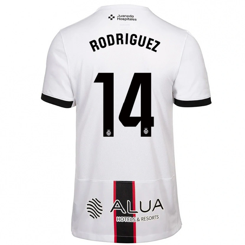 Danxen Dame Diego Rodríguez #14 Hvit Svart Bortetrøye Drakt Trøye 2025/26 Skjorter T-Skjorte