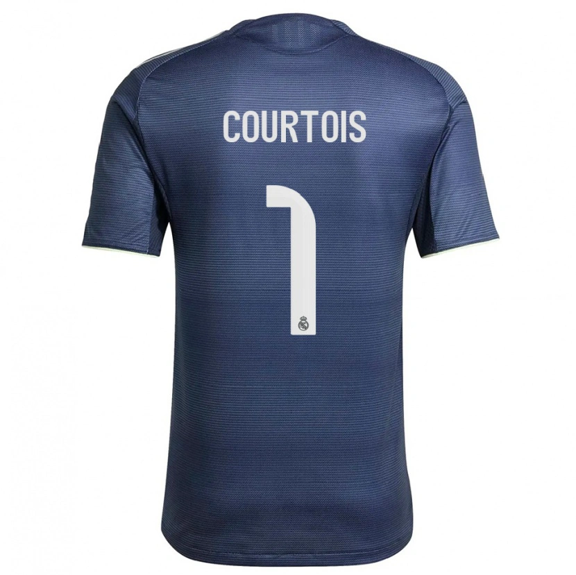 Danxen Dame Thibaut Courtois #1 Marineblå Sølv Bortetrøye Drakt Trøye 2025/26 Skjorter T-Skjorte