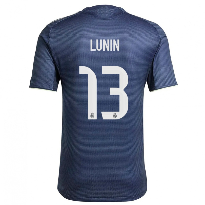 Danxen Dame Andriy Lunin #13 Marineblå Sølv Bortetrøye Drakt Trøye 2025/26 Skjorter T-Skjorte