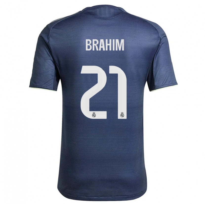 Danxen Dame Brahim Díaz #21 Marineblå Sølv Bortetrøye Drakt Trøye 2025/26 Skjorter T-Skjorte