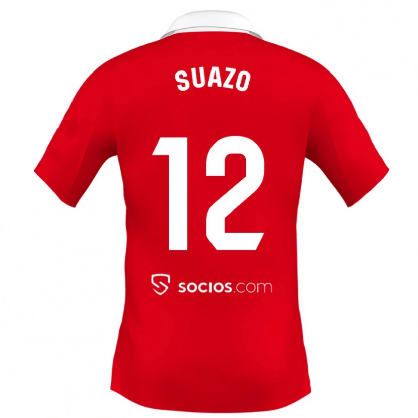 Danxen Dame Gabriel Suazo #12 Rød Hvit Grå Bortetrøye Drakt Trøye 2025/26 Skjorter T-Skjorte
