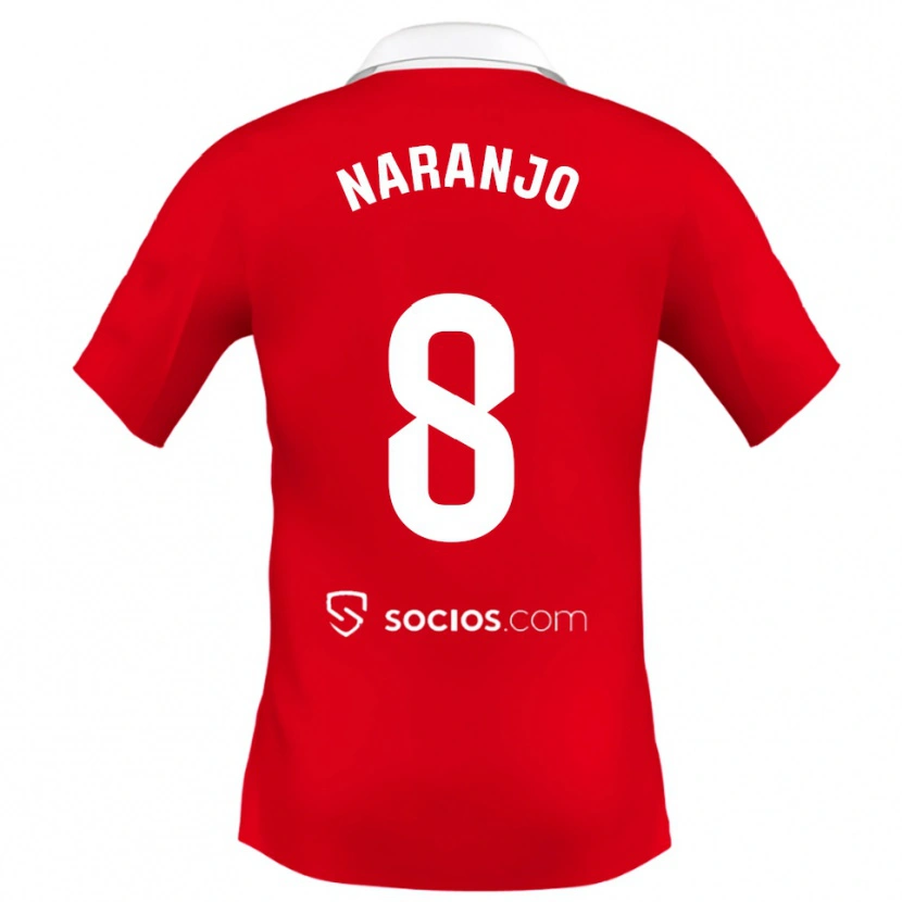 Danxen Dame Mario Naranjo #8 Rød Hvit Grå Bortetrøye Drakt Trøye 2025/26 Skjorter T-Skjorte