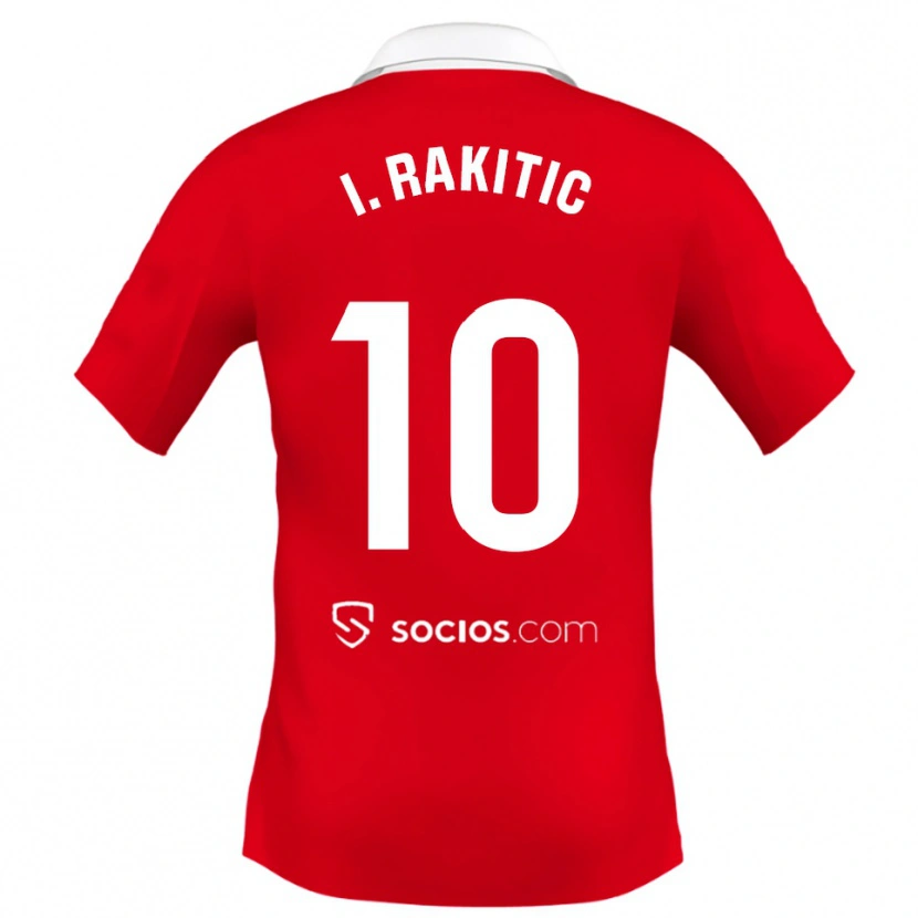 Danxen Dame Ivan Rakitic #10 Rød Hvit Grå Bortetrøye Drakt Trøye 2025/26 Skjorter T-Skjorte