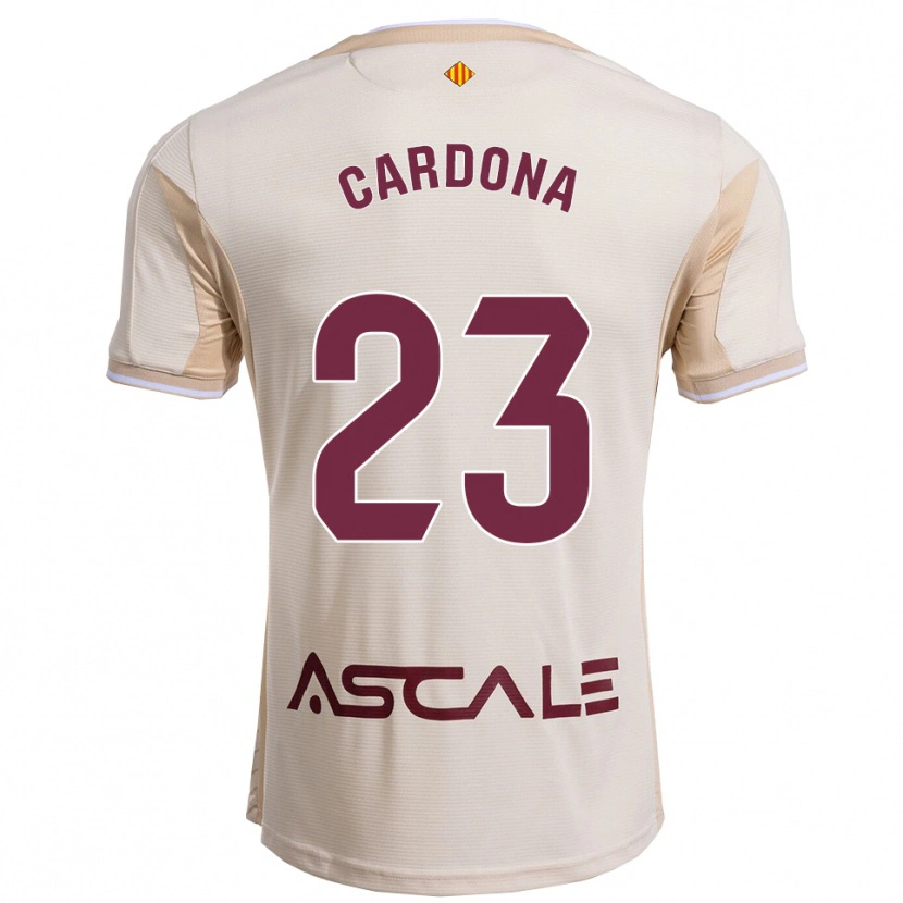Danxen Dame Sergi Cardona #23 Off-White Burgunder Bortetrøye Drakt Trøye 2025/26 Skjorter T-Skjorte