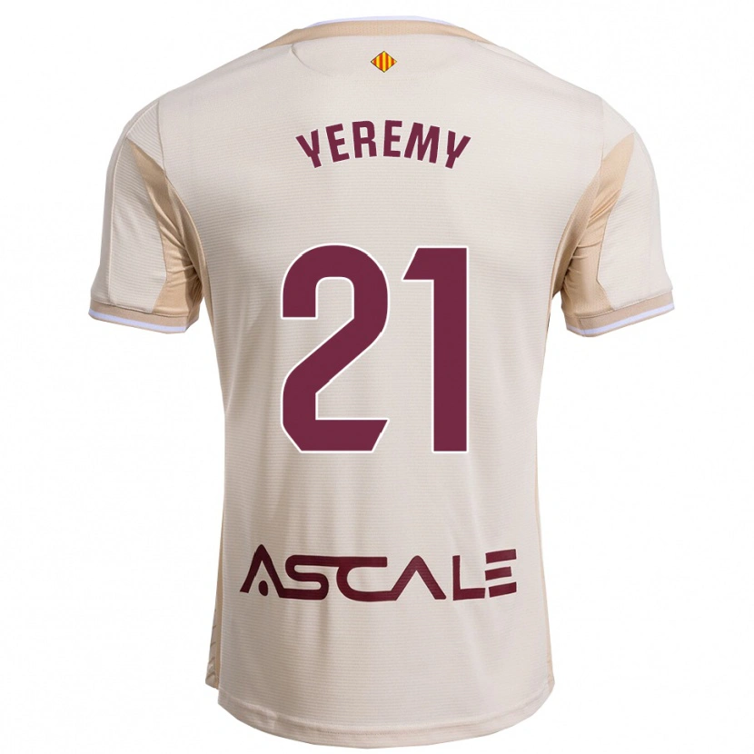 Danxen Dame Yéremy Pino #21 Off-White Burgunder Bortetrøye Drakt Trøye 2025/26 Skjorter T-Skjorte