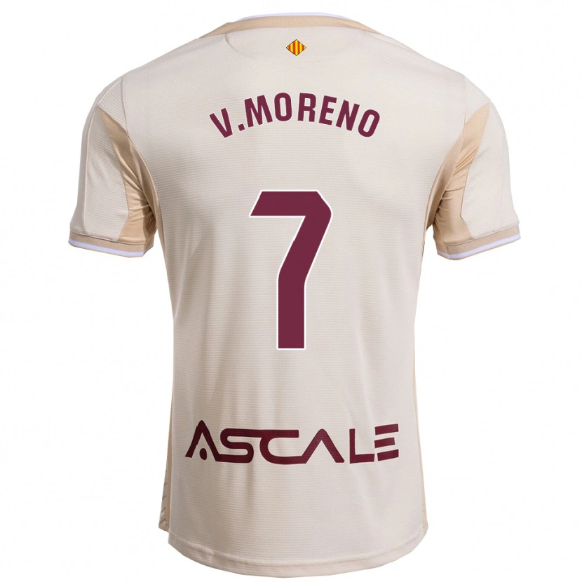 Danxen Dame Víctor Moreno #7 Off-White Burgunder Bortetrøye Drakt Trøye 2025/26 Skjorter T-Skjorte