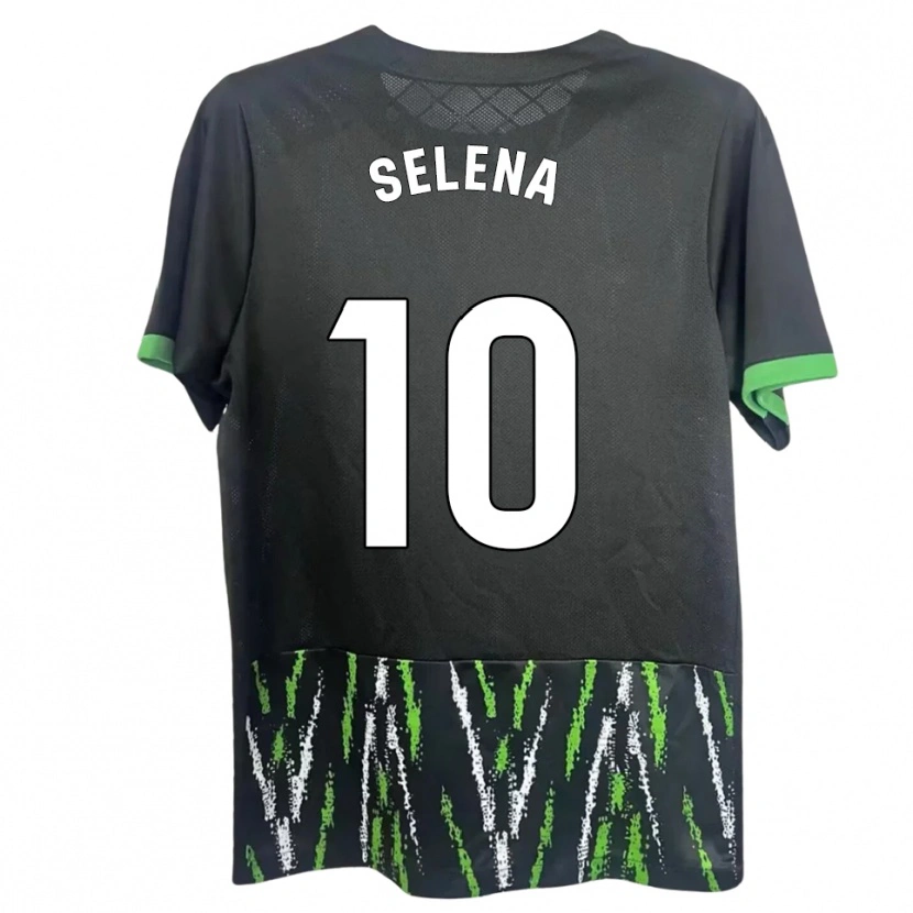 Danxen Dame Selena Del Carmen Salas Alonso #10 Svart Grønn Bortetrøye Drakt Trøye 2025/26 Skjorter T-Skjorte