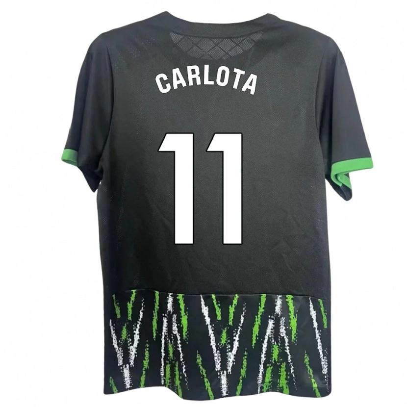 Danxen Dame Carlota Ursua Sánchez #11 Svart Grønn Bortetrøye Drakt Trøye 2025/26 Skjorter T-Skjorte
