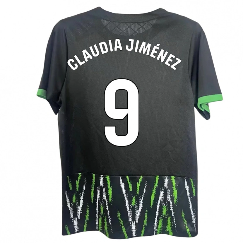 Danxen Dame Claudia Jiménez Gutiérrez #9 Svart Grønn Bortetrøye Drakt Trøye 2025/26 Skjorter T-Skjorte
