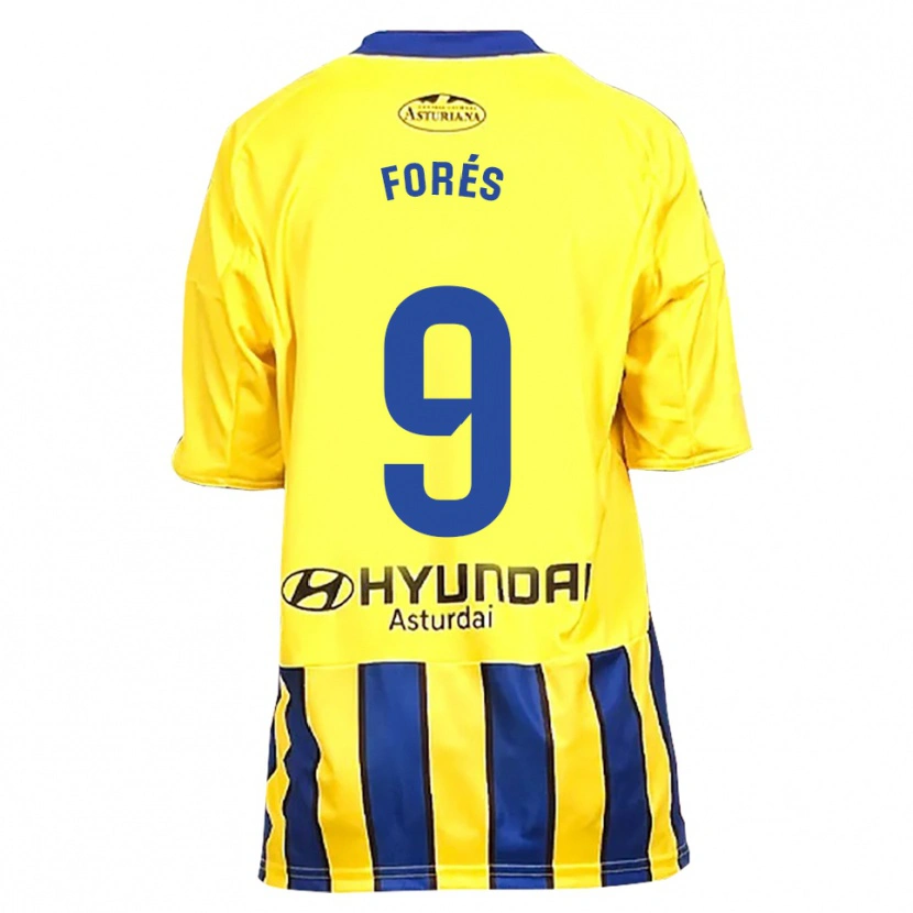 Danxen Dame Álex Forés #9 Gul Blå Bortetrøye Drakt Trøye 2025/26 Skjorter T-Skjorte