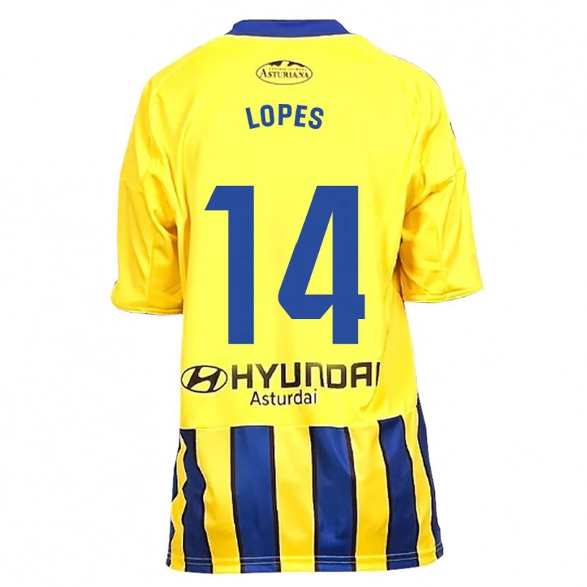 Danxen Dame Adrián Lopes #14 Gul Blå Bortetrøye Drakt Trøye 2025/26 Skjorter T-Skjorte