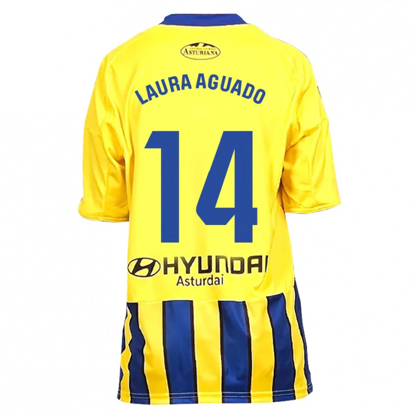 Danxen Dame Laura Aguado #14 Gul Blå Bortetrøye Drakt Trøye 2025/26 Skjorter T-Skjorte