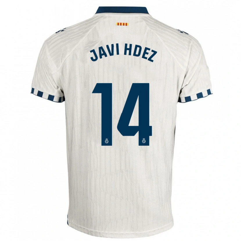 Danxen Dame Javi Hernández #14 Hvit Blå Bortetrøye Drakt Trøye 2025/26 Skjorter T-Skjorte