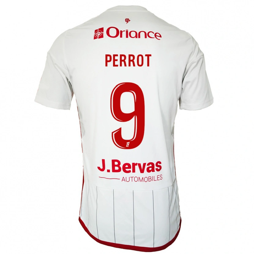 Danxen Dame Maël Perrot #9 Hvit Rød Bortetrøye Drakt Trøye 2025/26 Skjorter T-Skjorte